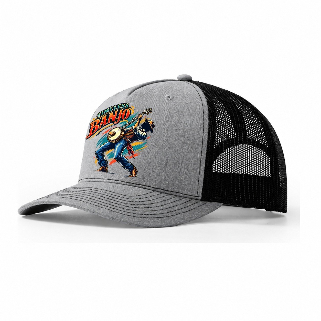 Timeless Banjo Music Instruments Trucker Hat – Sport Grey Black
