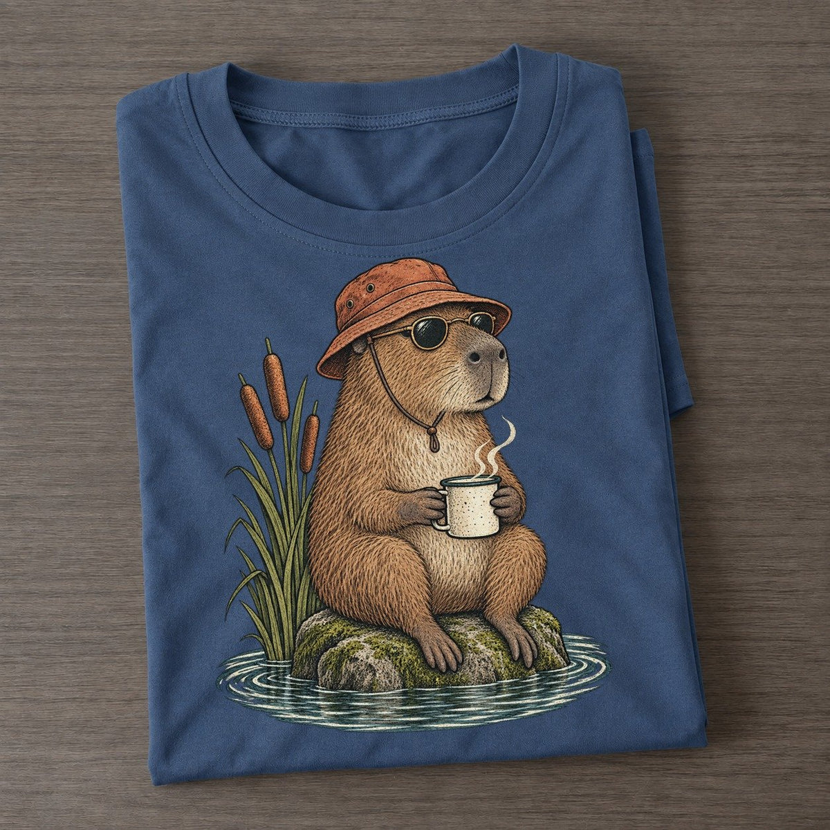 Capybara Soak Slow Camp Club Classic T-shirt – Twilight Navy