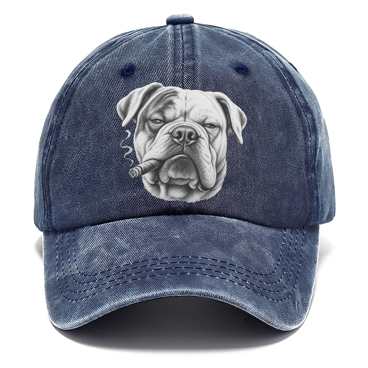 American Bulldog A Lit Cigar Smoking Dogs Smoking Dogs Portraits Classic Cap – Twilight Navy