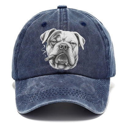 American Bulldog A Lit Cigar Smoking Dogs Smoking Dogs Portraits Classic Cap – Twilight Navy