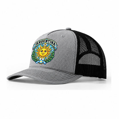 Argentina Retro Badge Country Logos Trucker Hat – Sport Grey Black