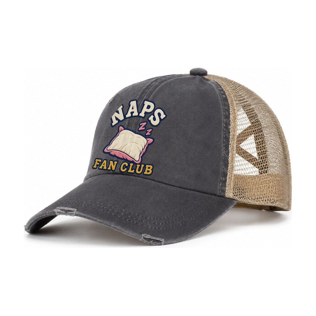 Naps Fan Club Women's Ponytail Trucker Hat – Charcoal Khaki