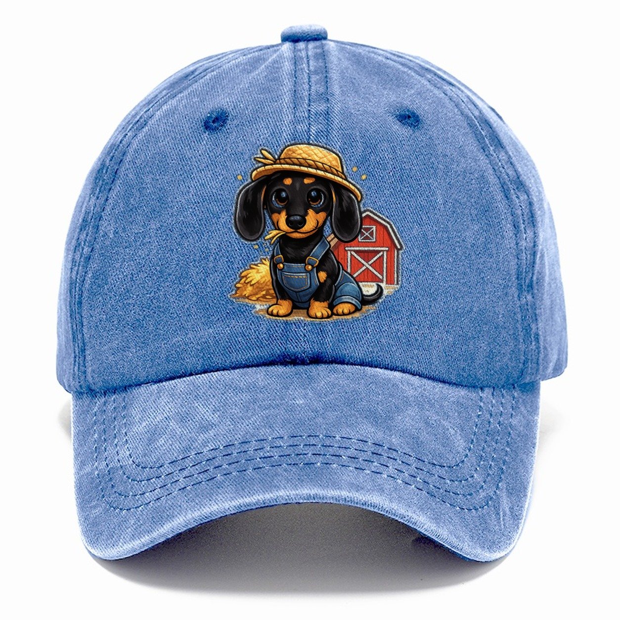 Dachshund Farmer Overalls Classic Cap – Summer Sky