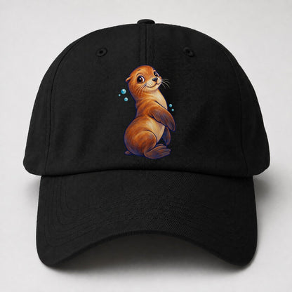Sea Lion Upright Twist Sea Sprite Baseball Cap – Black