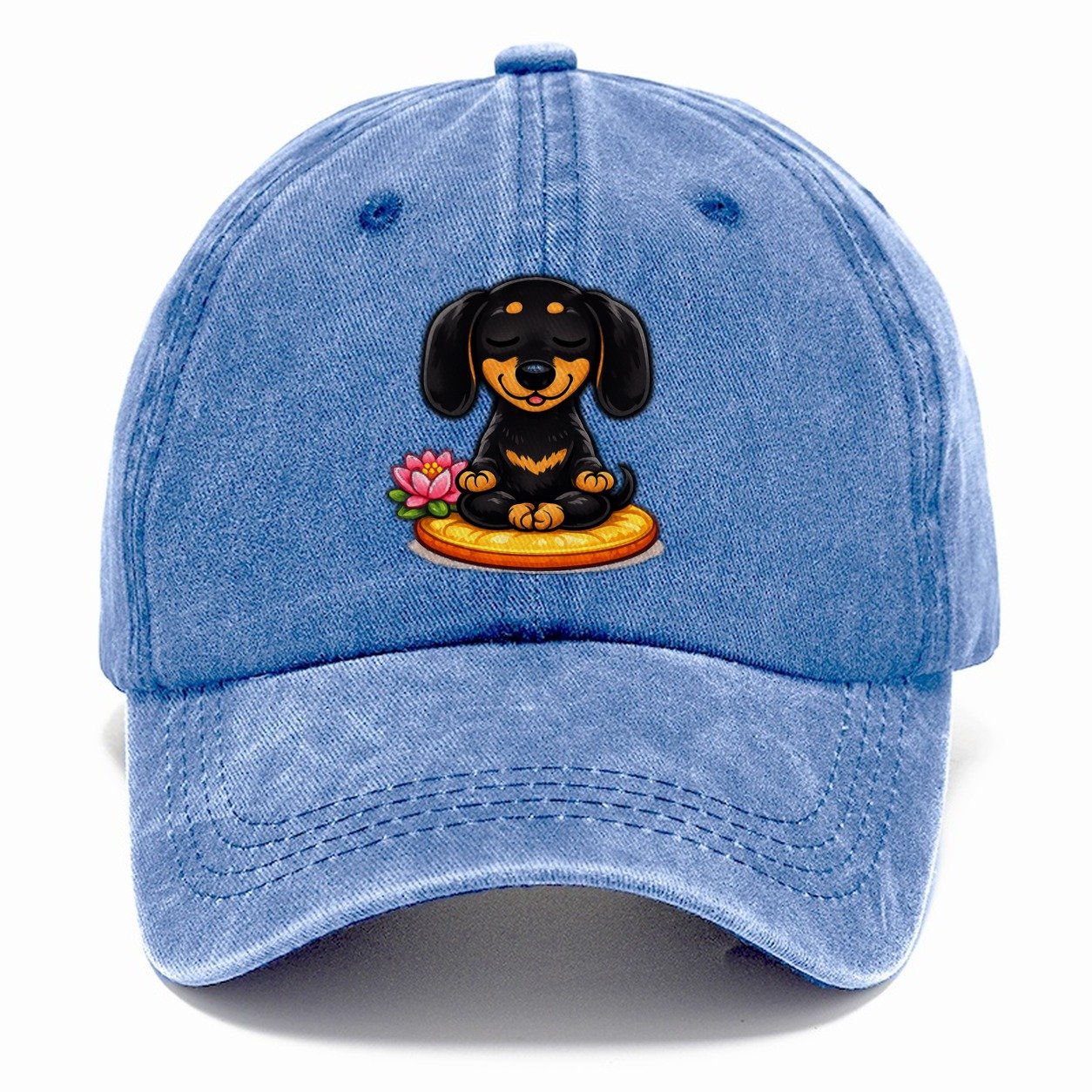 Meditating Dachshund Cushion Classic Cap – Summer Sky