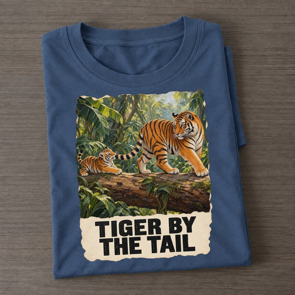 Tiger Tiger By The Tail Animal Puns Vol. 2 Classic T-shirt – Twilight Navy