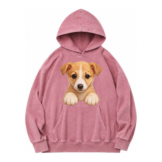 Whippet Fawn Colored Design Vintage Washed Hoodie – Dusty Rose