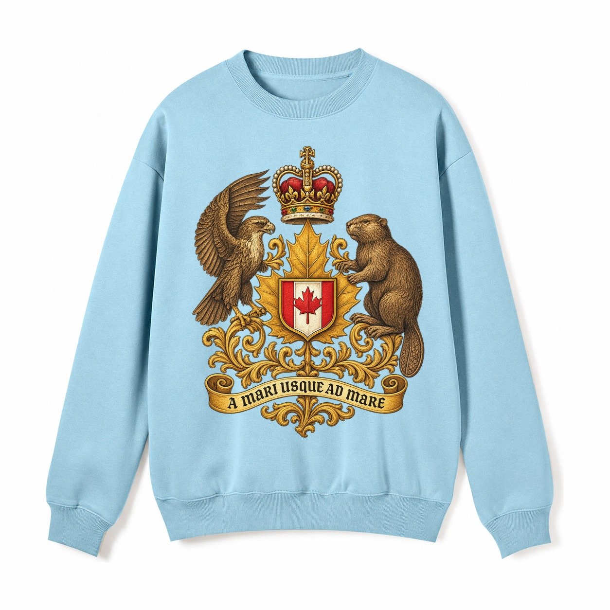 Canada Heritage Maple Badge Fleece Sweatshirt – Light Blue