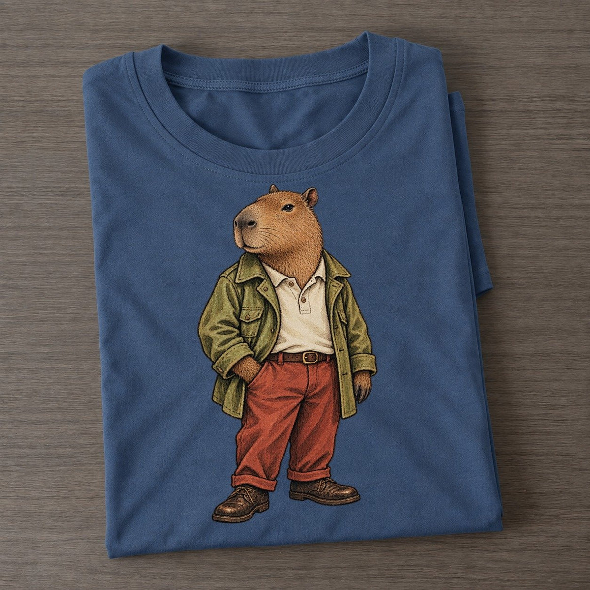 Capybara Wardrobe Portrait Wild Wardrobe Portraits Classic T-shirt – Twilight Navy