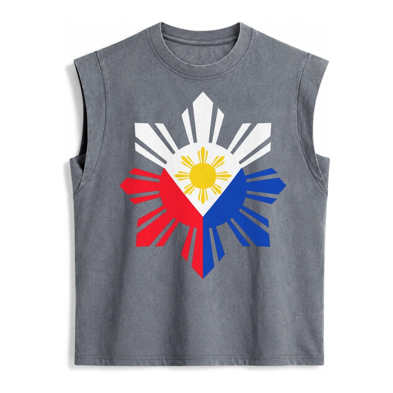 Philippines Iconic Sun And Stars Vintage Washed Tank – Grey