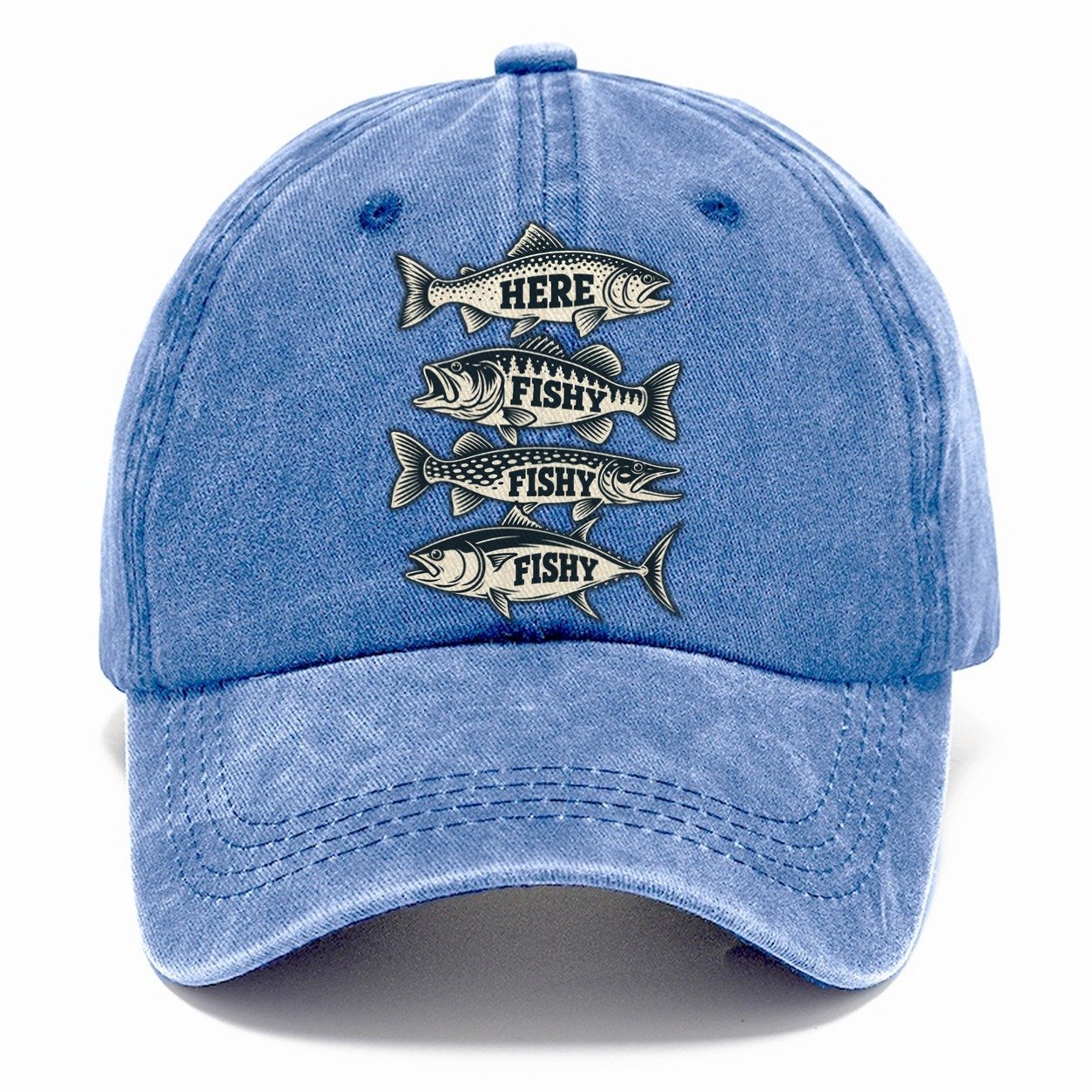 Here Fishy Fishy Stack Fishing Elegant Classic Cap – Summer Sky