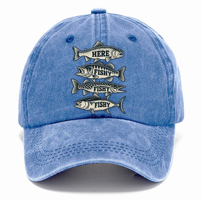 Here Fishy Fishy Stack Fishing Elegant Classic Cap – Summer Sky