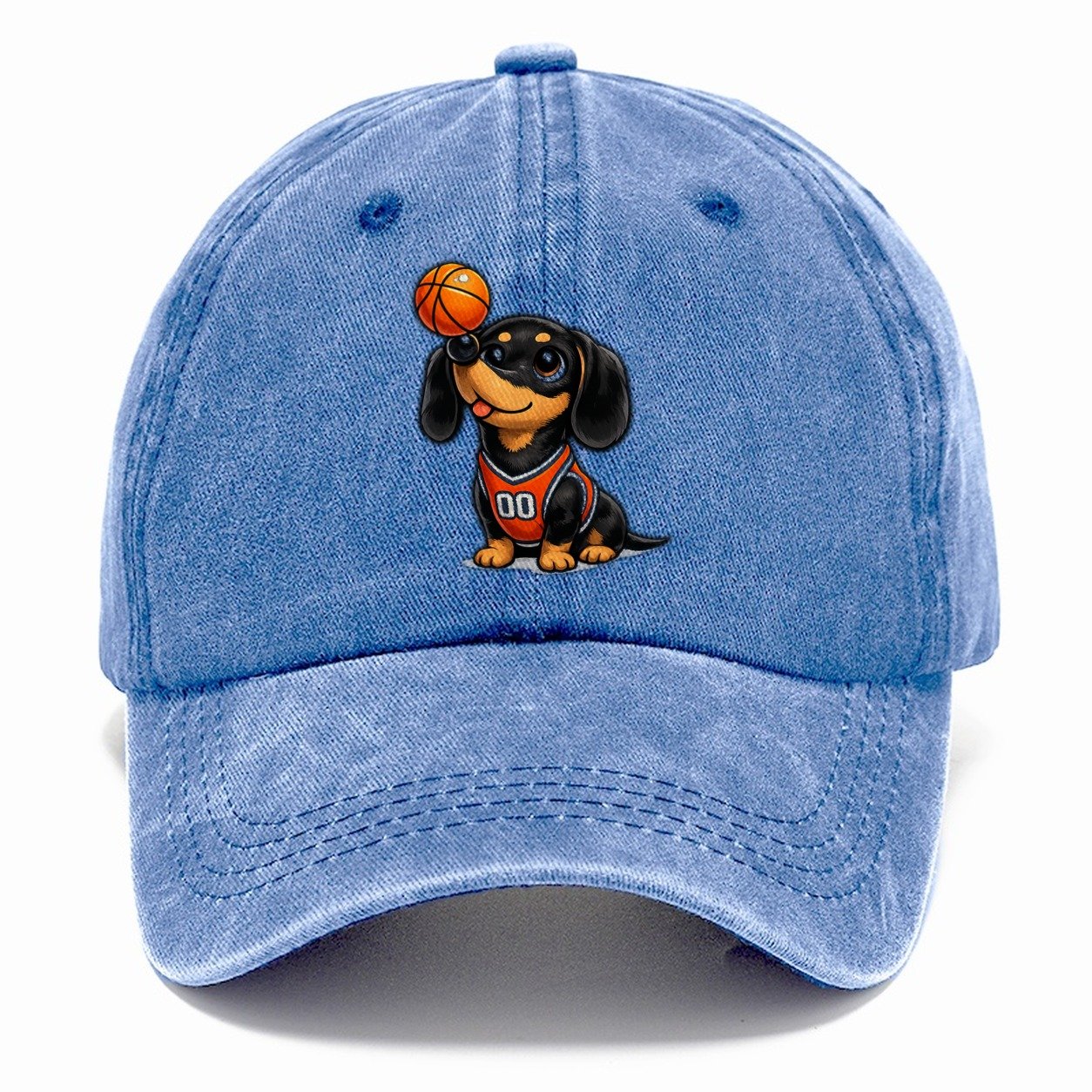 Dachshund Basketball Nose Balance Classic Cap – Summer Sky