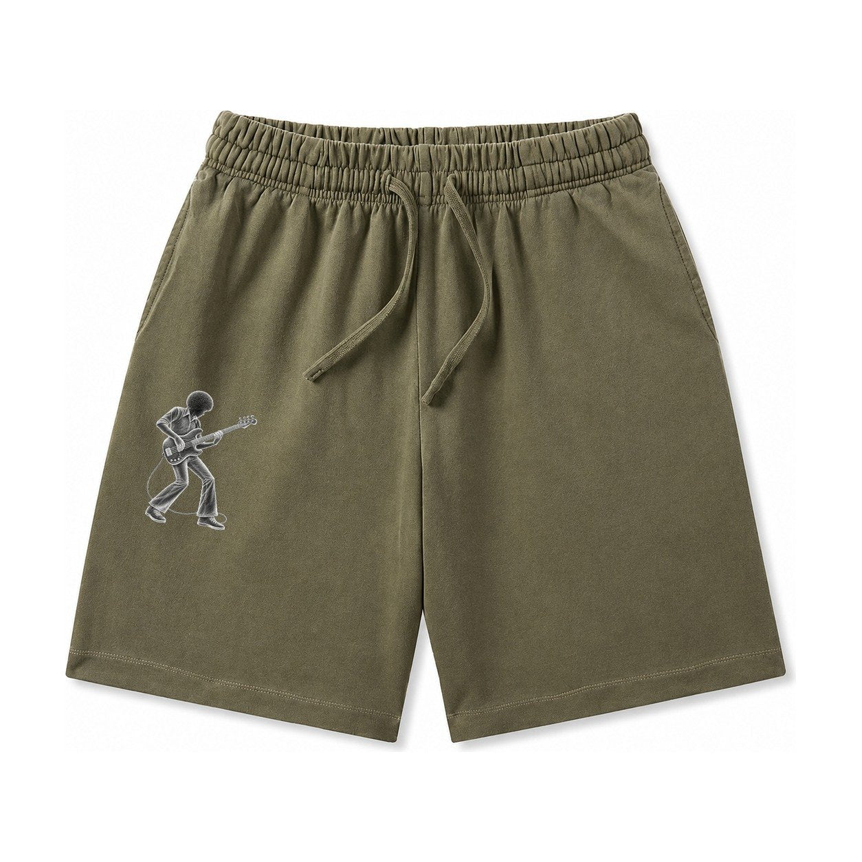 Bass Guitarist Slap Technique Washed Shorts – Army Green