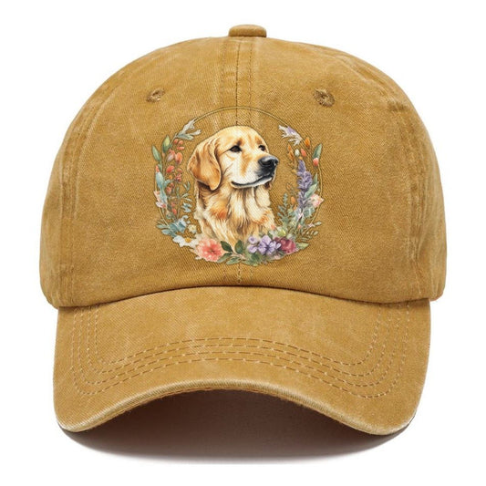 Golden Retriever Floral Portrait Classic Cap – Golden Harvest