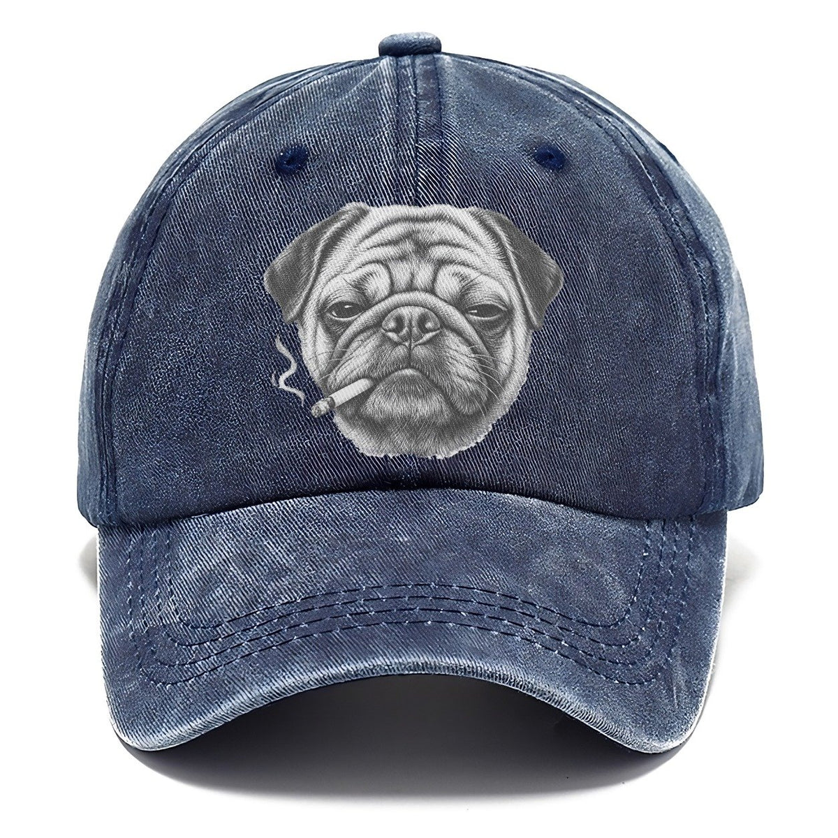 Pug A Lit Cigarette Smoking Dogs Smoking Dogs Portraits Classic Cap – Twilight Navy