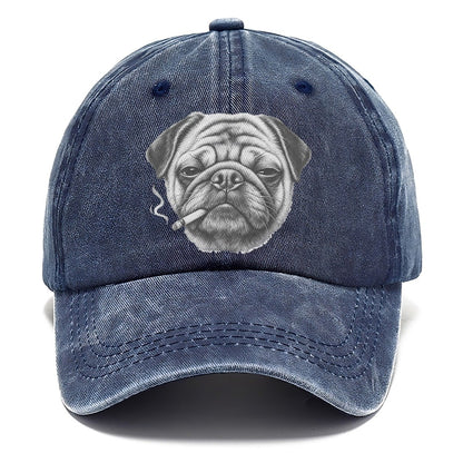 Pug A Lit Cigarette Smoking Dogs Smoking Dogs Portraits Classic Cap – Twilight Navy