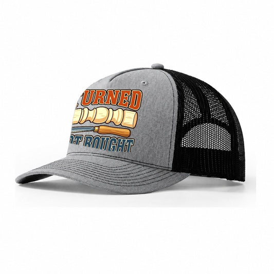 Turned Not Bought Woodworking Trucker Hat – Sport Grey Black