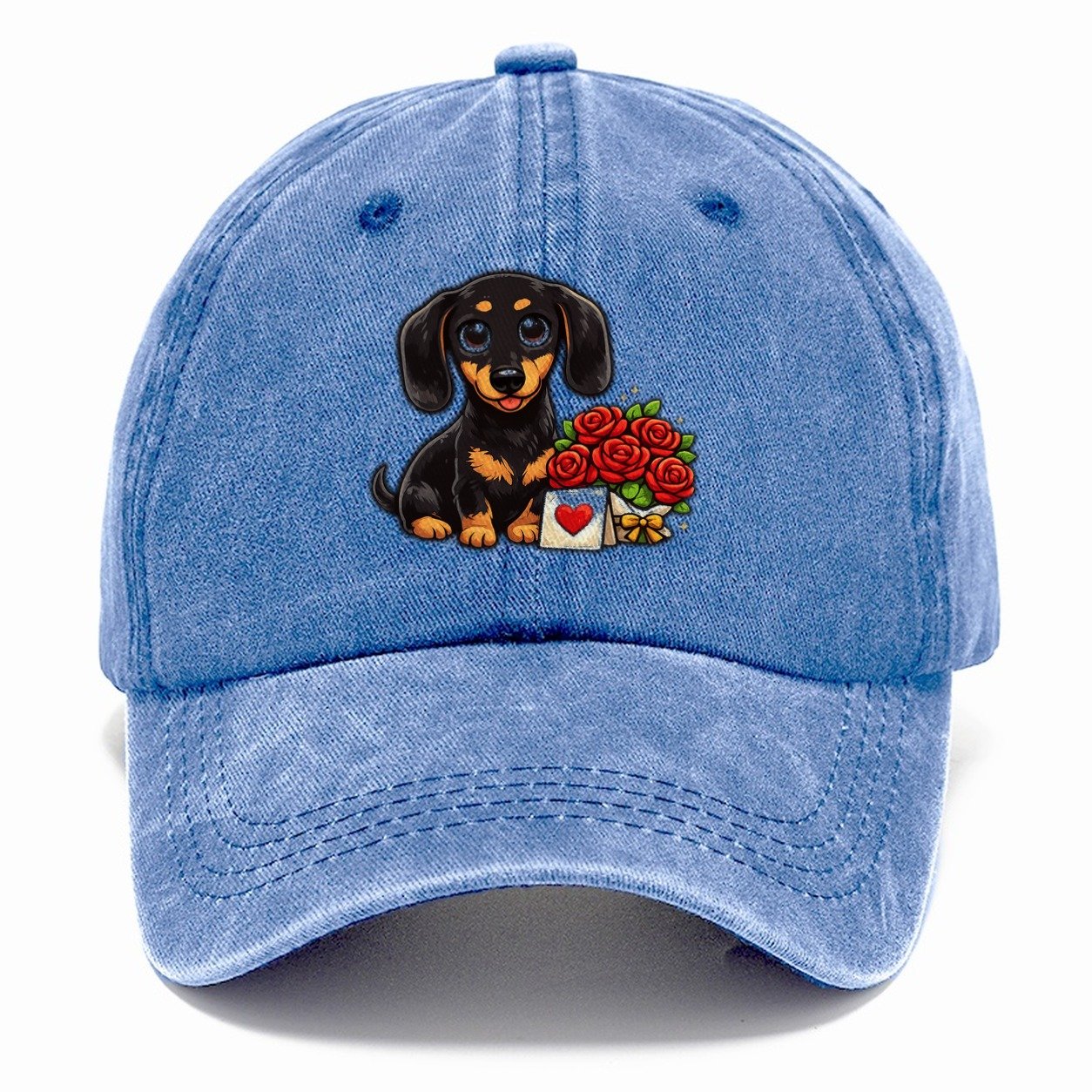 Dachshund Anniversary Roses Classic Cap – Summer Sky