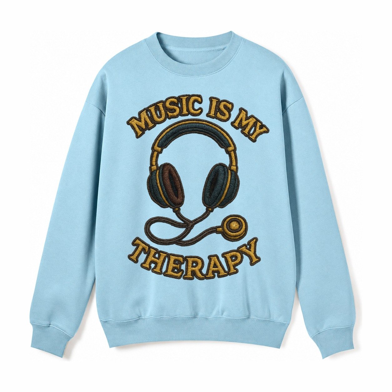 Music Is My Therapy Fleece Sweatshirt – Light Blue