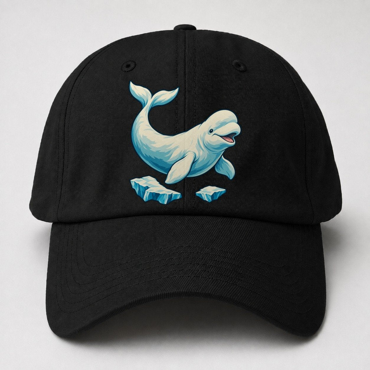 Beluga Whale And Floating Ice Canada Cultural Icons Baseball Cap – Black
