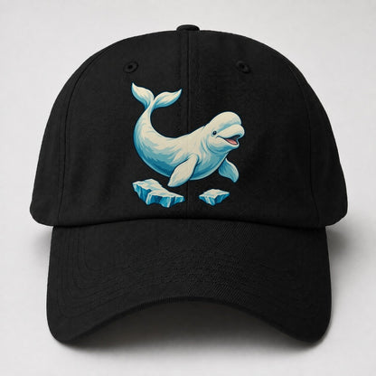 Beluga Whale And Floating Ice Canada Cultural Icons Baseball Cap – Black