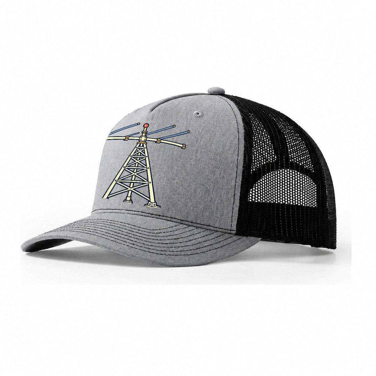 Antenna Tower Silhouette Amateur Radio Trucker Hat – Sport Grey Black