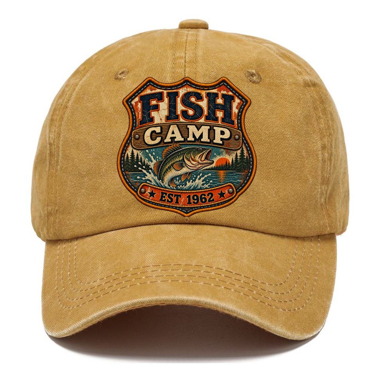 Fish Camp Est Nineteen Sixty Two Fishing Club Classic Cap – Golden Harvest