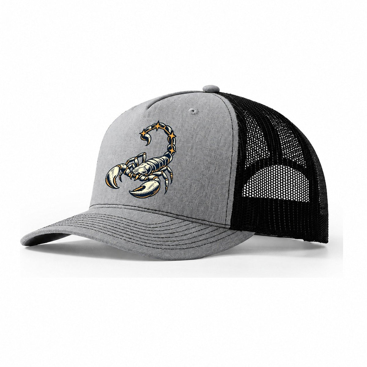 Scorpion Constellation Tail Sundown Familiars Trucker Hat – Sport Grey Black