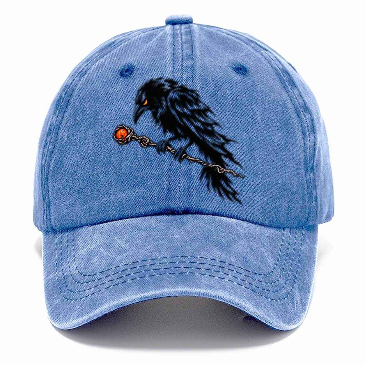 Raven Perched On A Wand Witch Magic Classic Cap – Summer Sky