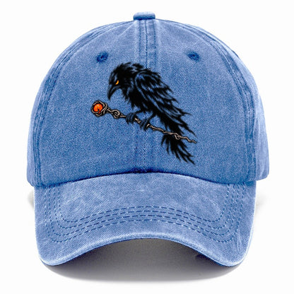 Raven Perched On A Wand Witch Magic Classic Cap – Summer Sky
