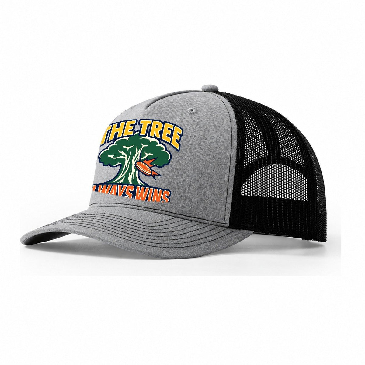 The Tree Always Wins Disc Golf Trucker Hat – Sport Grey Black