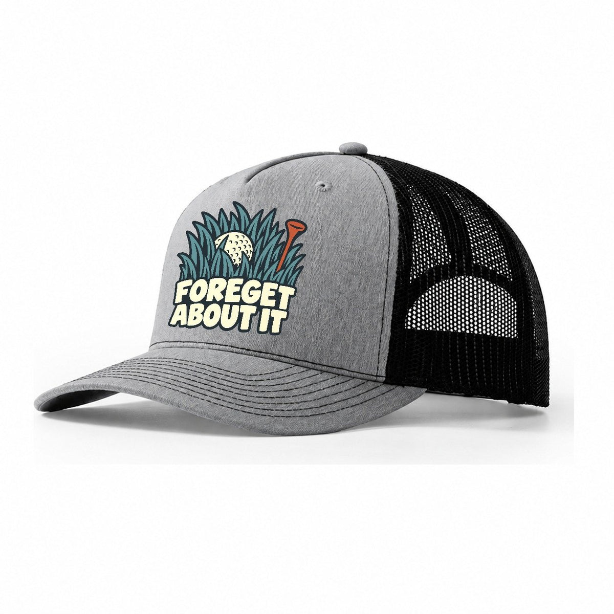 Foreget About It Familiar Punchlines Trucker Hat – Sport Grey Black
