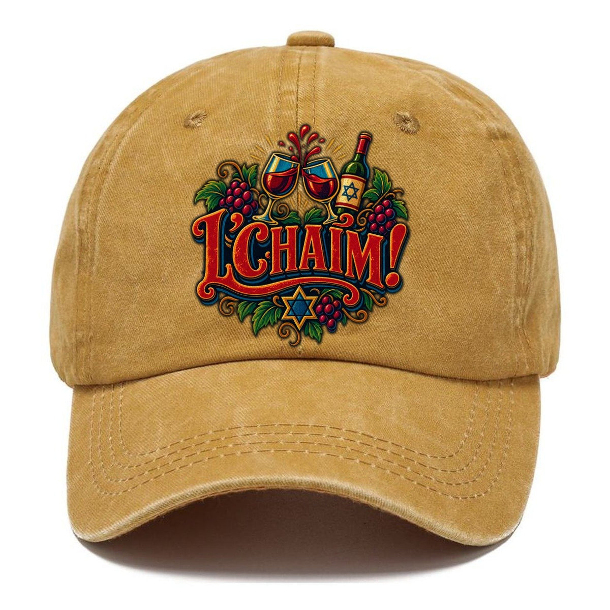 Lchaim Toast Typography Judaism Heritage Classic Cap – Golden Harvest