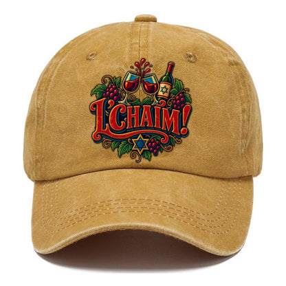 Lchaim Toast Typography Judaism Heritage Classic Cap – Golden Harvest