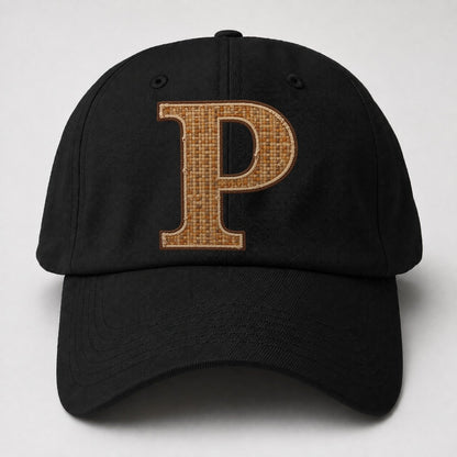 Woven Tweed P Monogram Baseball Cap – Black