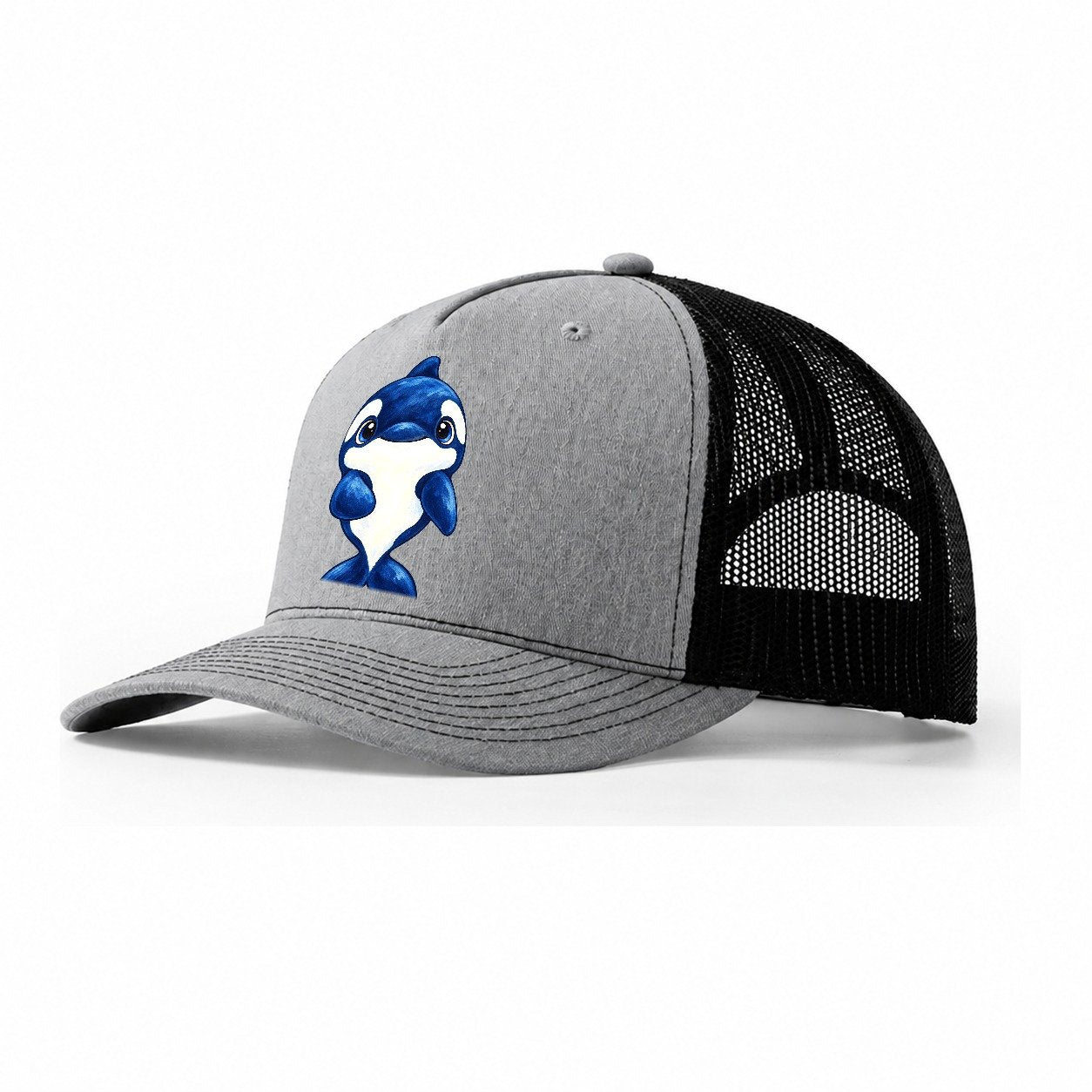 Orca Front Splash Sea Sprite Trucker Hat – Sport Grey Black