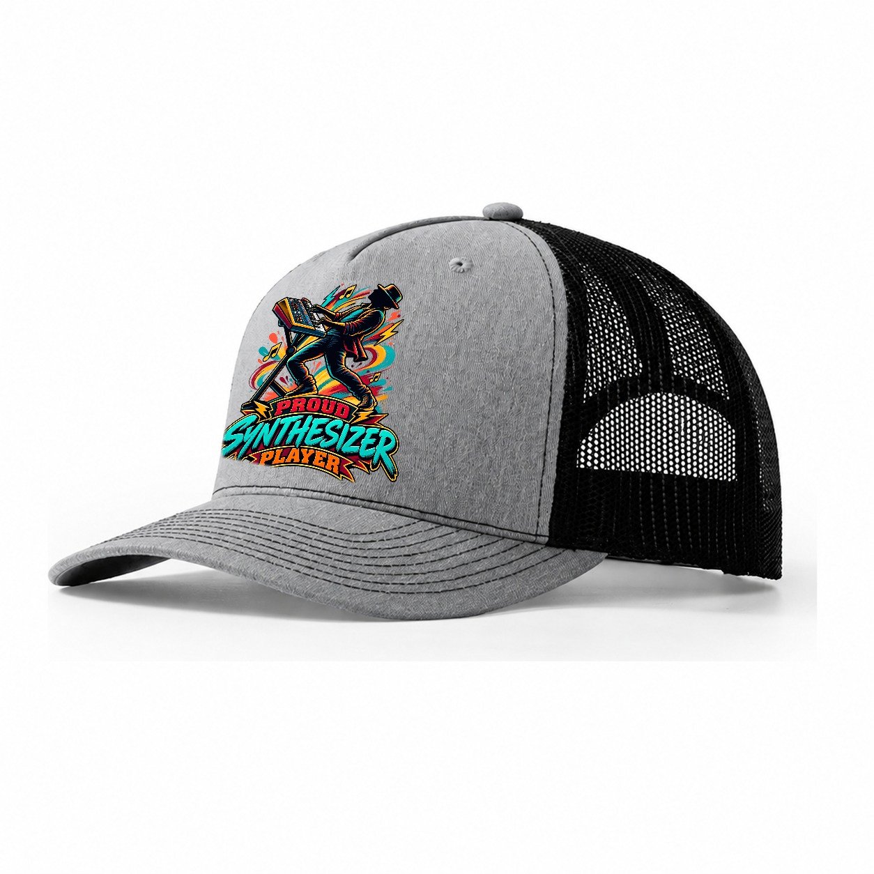 Proud Synthesizer Player Music Instruments Trucker Hat – Sport Grey Black