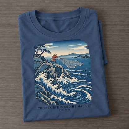 The Sea Is His And He Made It The Great Deep Classic T-shirt – Twilight Navy