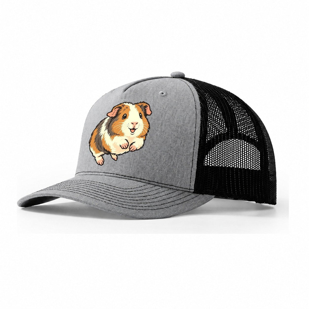 Guinea Pig Happy Hop Small Pet Logos Trucker Hat – Sport Grey Black