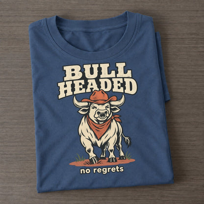 Bull Headed Cowboy Critters Classic T-shirt – Twilight Navy