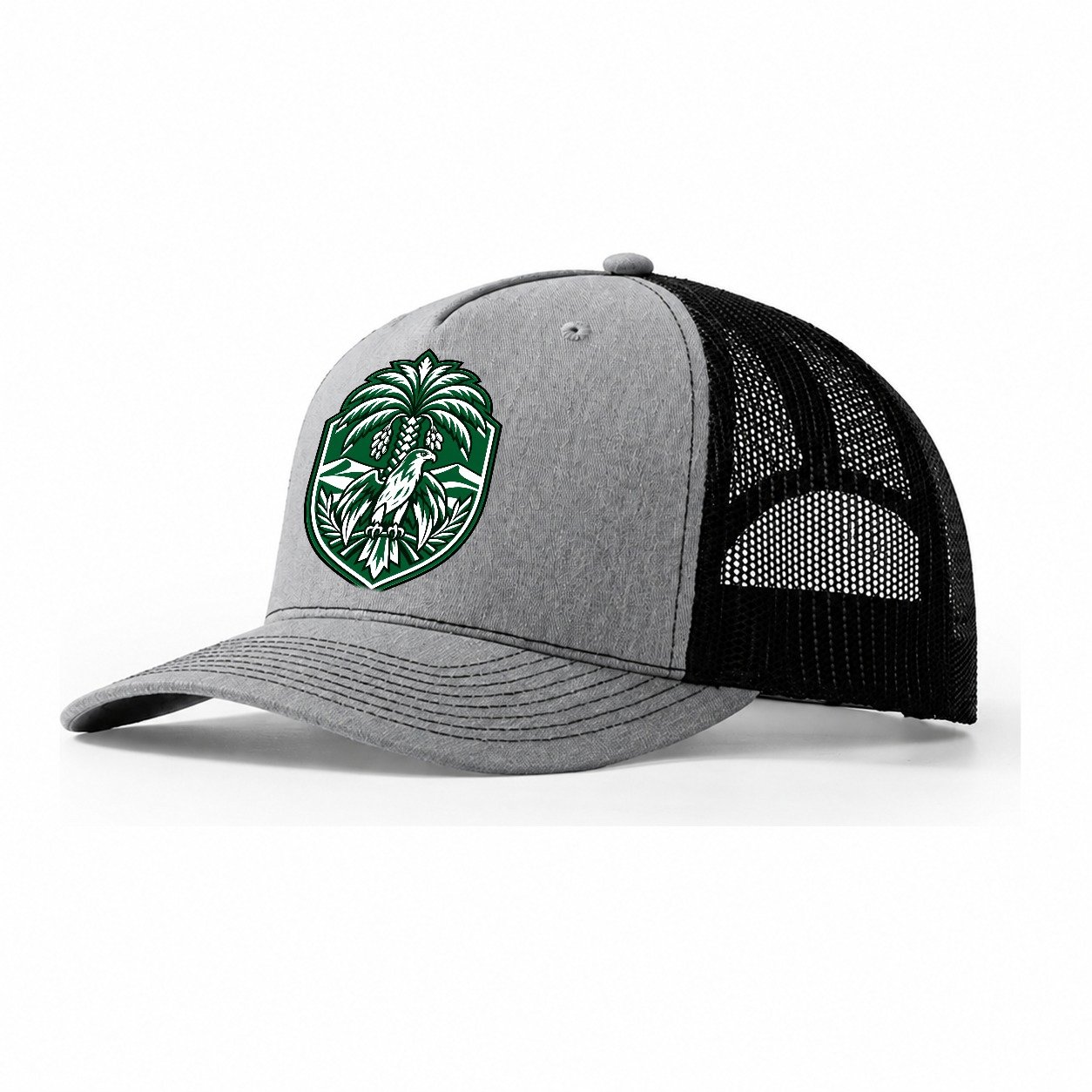Saudi Arabia Minimal Emblem Country Logos Trucker Hat – Sport Grey Black