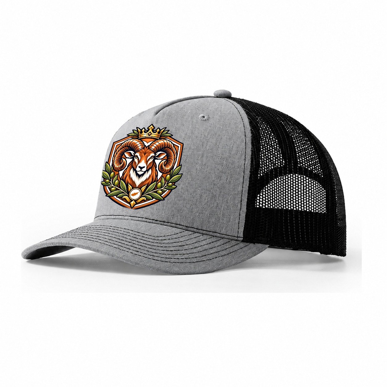 Cyprus Heraldic Crest Country Logos Trucker Hat – Sport Grey Black