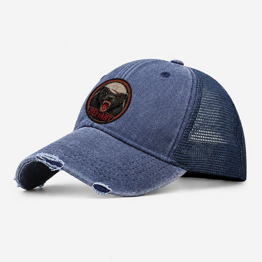 Honey Badger Defiant Badge Washed Trucker Hat – Navy