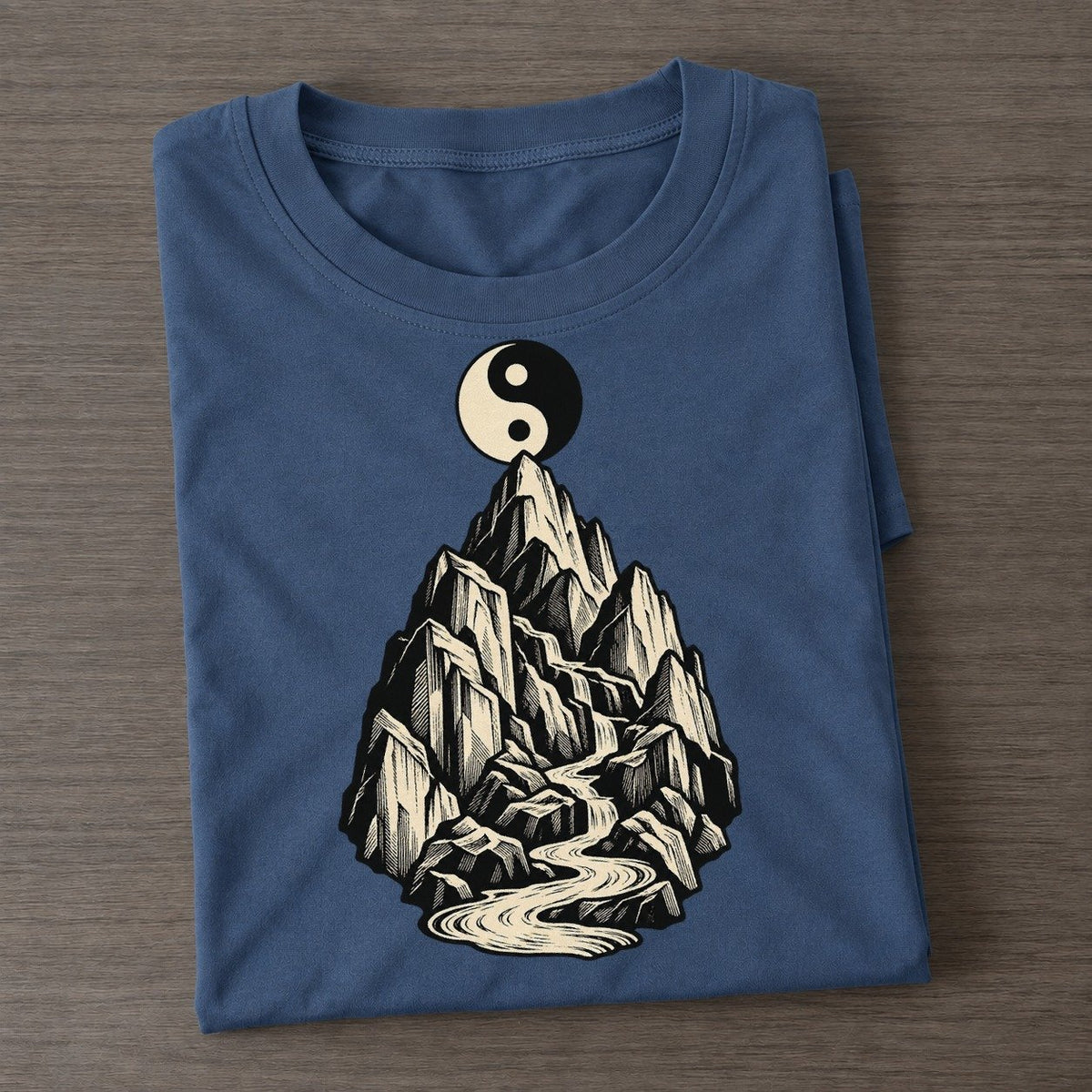 Daoist Mountain And Taijitu World Faiths Ink Figures Classic T-shirt – Twilight Navy