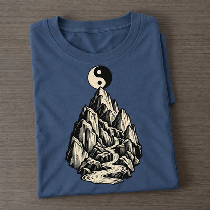 Daoist Mountain And Taijitu World Faiths Ink Figures Classic T-shirt – Twilight Navy