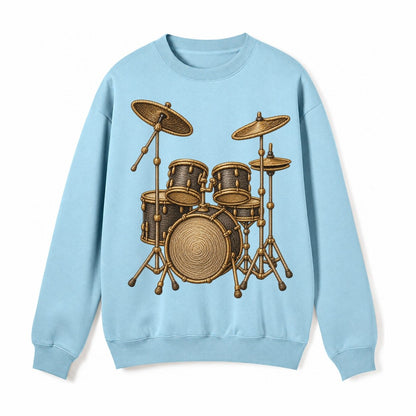 Drum Kit Fleece Sweatshirt – Light Blue