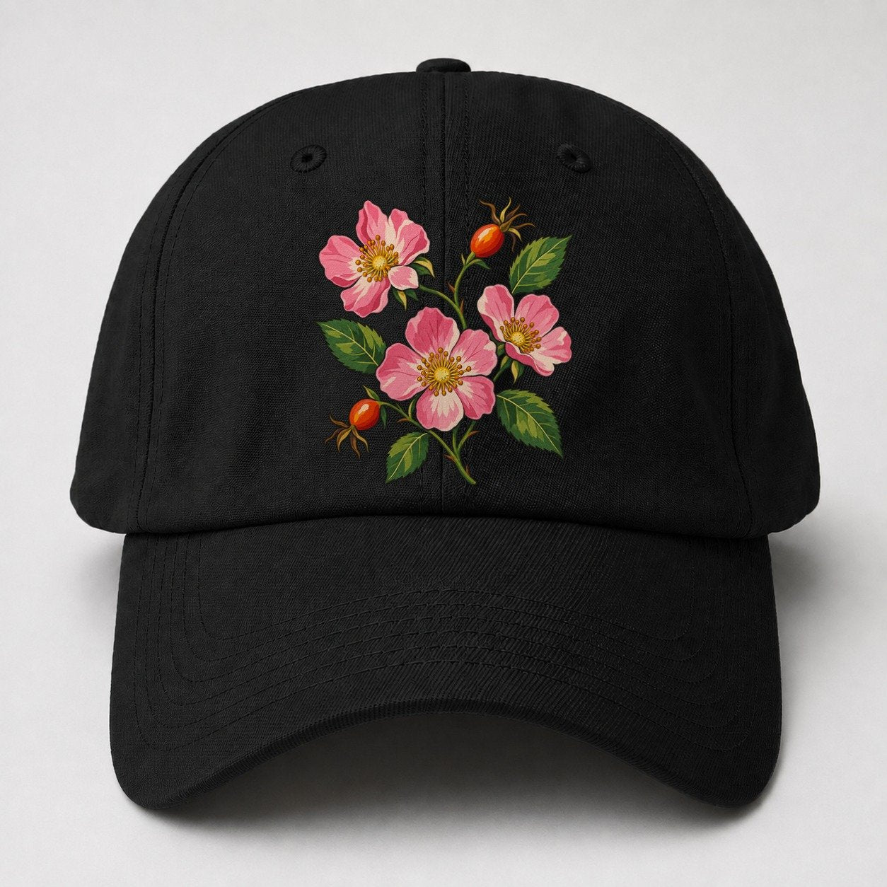 Alberta Wild Rose Canada Cultural Icons Baseball Cap – Black