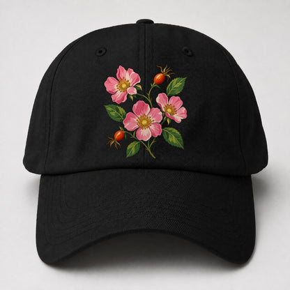 Alberta Wild Rose Canada Cultural Icons Baseball Cap – Black