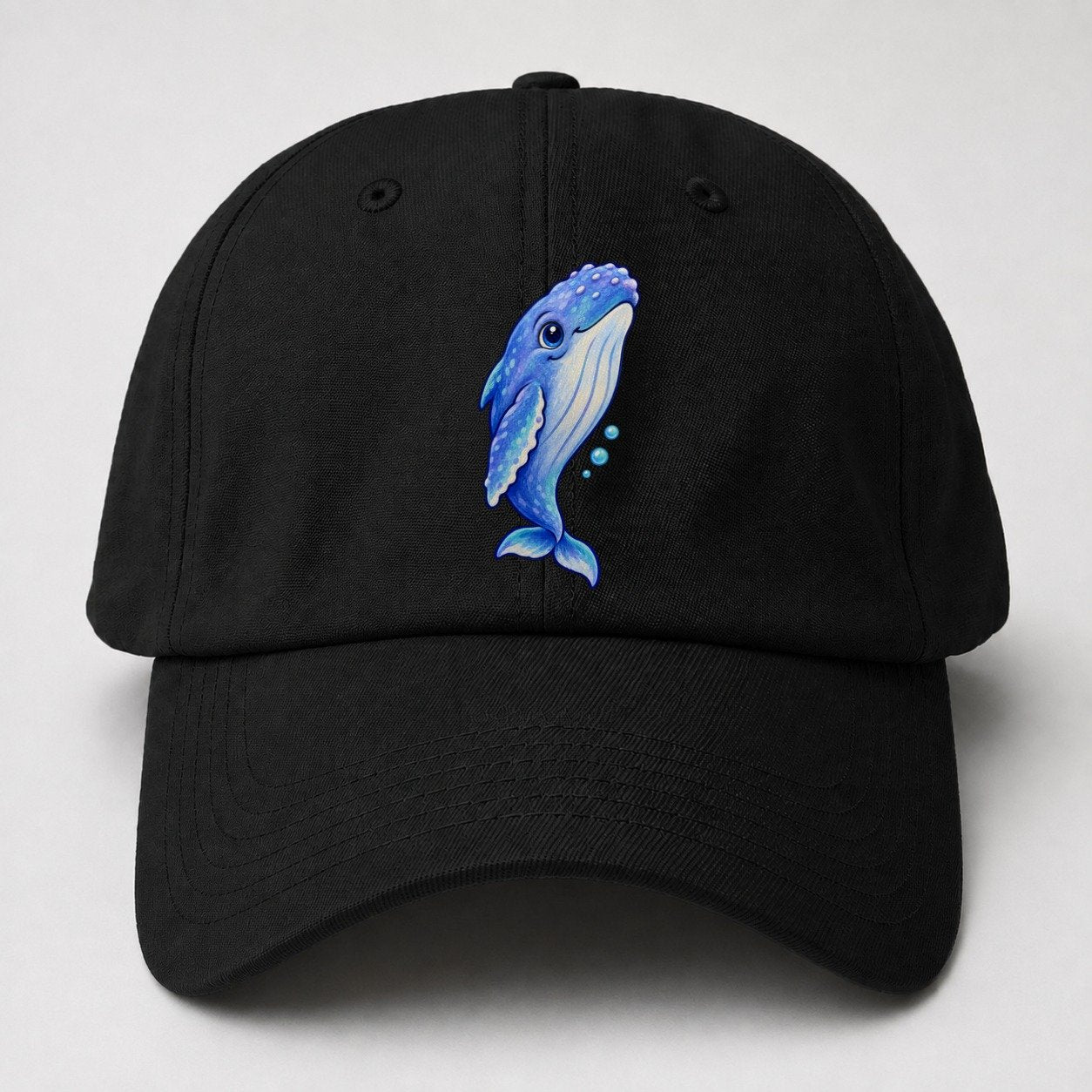 Humpback Whale Gentle Rise Sea Sprite Baseball Cap – Black